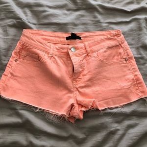 Neon Orange/Coral High Waisted Shorts